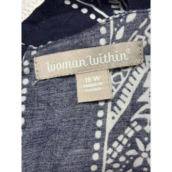 NWOT Woman Within Tribal Navy & White Flounce Bodice Cullotte Jumpsuit Size 16W - Picture 6 of 12